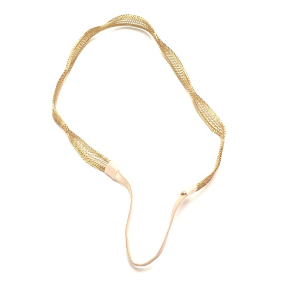 Gold Tone Metal Mesh Elastic Hair / Headband - Picture 2 of 7